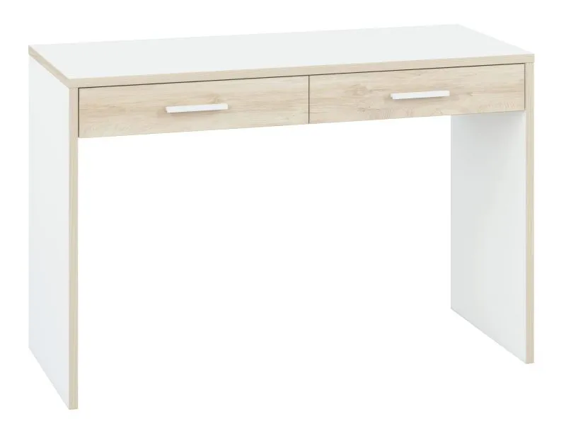 Jugendzimmer - Schreibtisch Forks 07, Farbe: Eiche / Weiß - Abmessungen: 79 x 120 x 51 cm (H x B x T), mit 2 Schubladen