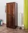 Massivholz-Kleiderschrank Kiefer, Farbe: Nuss 190x80x60 cm