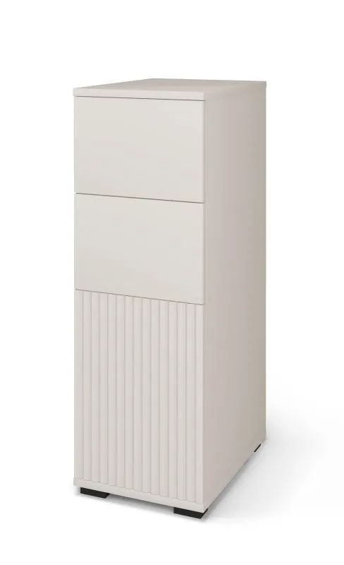 Kommode | Kaschmir | Lamellen Design | Push-to-open Funktion | 1 Drehtür | 2 Fächer | 2 Schubladen | 30 x 40 x 83,5 cm | für Vorraum oder Wohnzimmer