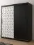 Neutraler Kleiderschrank mit Musterfront Dom 24, Farbe: Schwarz matt / Weiß matt - Abmessungen: 200 x 180 x 62 cm (H x B x T), mit fünf Fächern