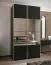 Kleiderschrank / Schiebetürenschrank | 245,5 x 130 x 64 cm | 2 Schiebetüren | 2 Kleiderstangen | 6 Fächer | Spiegel | Soft-Close | Farbe: Schwarz
