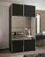 Kleiderschrank / Schiebetürenschrank | Spiegel | Farbe: Schwarz | 245,5 x 140 x 64 cm | Soft-Close | 6 Fächer | 2 Schiebetüren | 2 Kleiderstangen