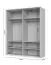 Drehtürenschrank mit LED-Rahmen Neiafu 64, Farbe: Kaschmir, vier Türen, zwei Kleiderstangen, Maße: 226 x 187 x 60 cm, sechs Einlegeböden, Soft-Close-Funktion