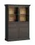Schwarz Graphit Vitrine Torsakala 21 mit 8 Fächern, 2 Schubladen, 2 Glastüren, 2 Holztüren, 161 x 114 x 40 cm, 4 Einlegeböden