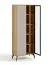 Vitrine mit viel Stauraum | 68,5 x 35,5 x 179 cm | ABS-Kantenschutz | inkl. LED-Beleuchtung | Metallbeine | Eiche Cremona / Beige | 10 Fächer
