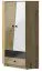 Drehtürenschrank / Eckkleiderschrank Sirte 02, Farbe: Eiche / Weiß / Schwarz Hochglanz - Abmessungen: 190 x 87 x 87 cm (H x B x T)