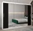 Schiebetürenschrank / Kleiderschrank Bisaurin 6C mit Spiegel, Farbe: Weiß matt / Schwarz - Abmessungen: 200 x 250 x 62 cm ( H x B x T)