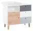 Jugendzimmer - Kommode Syrina 03, Farbe: Weiß / Grau / Eiche - Abmessungen: 97 x 104 x 55 cm (H x B x T)