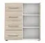 Kommode | 96 x 90 x 45 cm | Eiche / Weiß | Comarca 04 | 1 Türe | 4 Schubladen | 3 Fächer | Zweifarbig | lange Griffe silberfarben | schlichtes Design