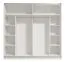 Zweitüriger Schiebetürenschrank mit einem Spiegel Palanka 01, Farbe: Weiß / Weiß Hochglanz, zwei Kleiderstangen, 10 Fächer, Maße: 210 x 217 x 62,5 cm
