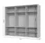 Sechstüriger Kleiderschrank mit viel Stauraum Neiafu 46, Farbe: Kaschmir, Soft-Close-Funktion, drei Kleiderstangen, Maße: 226 x 277 x 60 cm, verstellbare Füße
