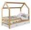 Kinderbett / Hausbett Kiefer Vollholz massiv natur D3, Schublade: Weiß, inkl. Lattenrost - Liegefläche: 80 x 160 cm (B x L)