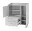 Kommode Sampont 09, Beige / Eiche hell, 115 x 95 x 42 cm, mit 5 Fächern und 2 Schubladen, ABS-Kanten, langlebig und modern