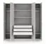 Kleiderschrank | Drehtürenschrank | 4-türig | 200 x 61 x 210 cm | Farbe: Platingrau | 3 Kleiderstangen | 7 Fächer | ABS-Kanten | Edegem 01
