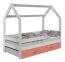 Bettrahmen für Kinder / Kinderbett mit Rausfallschutz 80 x 160 cm | Massivholz: Kiefer | Weiß Lackiert | inkl. Schublade und Lattenrost Abbildung