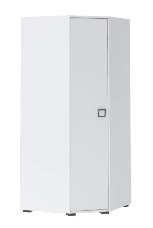 Drehtürenschrank / Eckkleiderschrank 15, Farbe: Weiß - Abmessungen: 198 x 86 x 86 cm (H x B x T)
