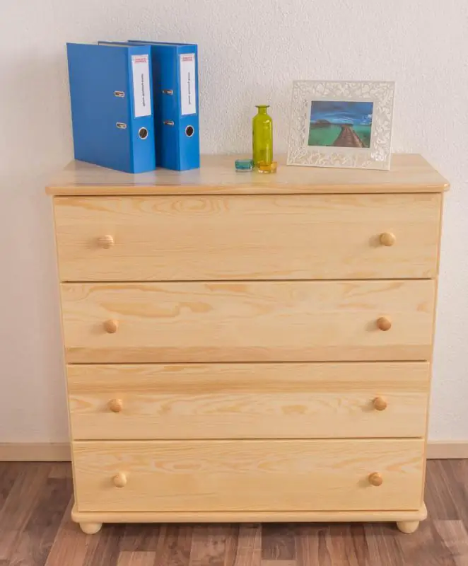 Sideboard mit 4 Schubladen, Farbe: Natur, Breite: 100 cm - Küchenschrank, Anrichte, Sideboard Abbildung