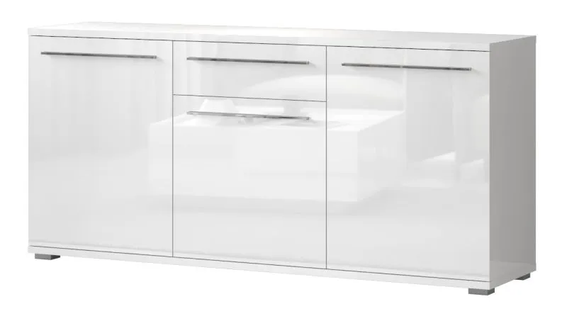 Kommode Garim 6, Farbe: Weiß Hochglanz - 85 x 180 x 45 cm (H x B x T)