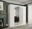 Eleganter Kleiderschrank mit großen Spiegel Ätna 68, Farbe: Weiß matt / Weißer Marmor - Abmessungen: 200 x 200 x 62 cm (H x B x T), mit 10 Fächern und zwei Kleiderstangen