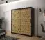 Edler Kleiderschrank mit genügend Fächern Dom 59, Farbe: Schwarz matt / Eiche Artisan - Abmessungen: 200 x 180 x 62 cm (H x B x T), mit stylischen Muster