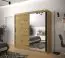 Eleganter Kleiderschrank mit einer Spiegeltür Dom 97, Farbe: Eiche Artisan / Schwarz matt - Abmessungen: 200 x 200 x 62 cm (H x B x T), mit genügend Stauraum