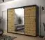 Kleiderschrank mit stylischen Design Dom 107, Farbe: Schwarz matt / Eiche Artisan - Abmessungen: 200 x 250 x 62 cm (H x B x T), mit einer Spiegeltür