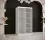 Moderner Kleiderschrank Hochfeiler 01, Farbe: Weiß / Schwarzer Marmor - Abmessungen: 200 x 100 x 62 cm (H x B x T), mit zwei Spiegel und fünf Fächern