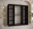 Eleganter Kleiderschrank Hochfeiler 14, Farbe: Schwarz / Weißer Marmor - Abmessungen: 200 x 180 x 62 cm (H x B x T), mit zwei Kleiderstangen und zwei Spiegel