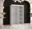Eleganter Kleiderschrank im modernen Design Hochfeiler 77, Farbe: Weiß / Schwarzer Marmor - Abmessungen: 200 x 120 x 62 cm (H x B x T), mit genügend Stauraum