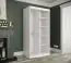 Kleiderschrank mit modernen Design Ätna 03, Farbe: Weiß matt / Schwarzer Marmor - Abmessungen: 200 x 100 x 62 cm (H x B x T), mit zwei Spiegel