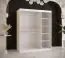 Kleiderschrank mit Spiegeltür Liskamm 34, Farbe: Weiß matt / Schwarz matt - Abmessungen: 200 x 150 x 62 cm (H x B x T), mit fünf Fächern und zwei Kleiderstangen