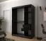 Eleganter Kleiderschrank mit Spiegeltür Dom 90, Farbe: Schwarz matt / Weiß matt - Abmessungen: 200 x 150 x 62 cm (H x B x T), mit fünf Fächern und zwei Kleiderstangen