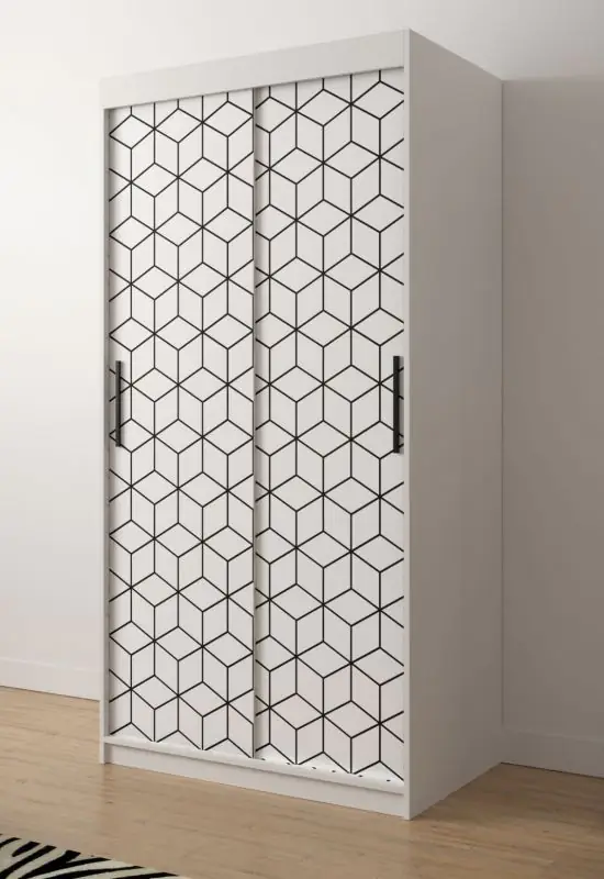 Außergewöhnlichen Kleiderschrank Dom 40, Farbe: Weiß matt - Abmessungen: 200 x 100 x 62 cm (H x B x T), mit stylischen Muster