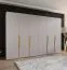 Drehtürenschrank / Kleiderschrank | Farbe: Kaschmir | 4 Fächer | 3 Meter breit | Griffe: Gold | 4 Kleiderstangen | Soft-Close-Funktion | Maße: 300 x 52 x 202 cm