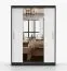 1,5 Meter breiter Kleiderschrank / Schiebetürenschrank | Weiß / Schwarz | Bucegi  04 | mit Spiegel | 2 Türen | Griffe: Aluminium | 250 x 150 x 61 cm