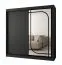 Schiebetürenschrank | Schwarz Matt | dekorativer Spiegel | 200 x 62 x 200 cm | 10 Fächer | 2 Kleiderstangen | Moderne Details | Kleiderschrank