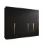 Kleiderschrank | Farbe: Schwarz | 5-Türig | 3 Fächer | Griffe: Gold | 3 Kleiderstangen| Soft-Close-Funktion | Maße: 250 x 52 x 202 cm | ABS-Kanten