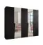 Kleiderschrank | Farbe: Schwarz | 2 Spiegeltür | 3 Fächer | 3 Kleiderstangen | Griffe: Schwarz | Maße: 250 x 52 x 202 cm | Soft-Close-Funktion | ABS-Kanten