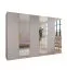 Kleiderschrank | 3 Spiegeltüren | 3 Fächer | Farbe: Kaschmir | 3 Kleiderstangen | Griffe: Gold | Maße: 300 x 52 x 202 cm | Soft-Close-Funktion