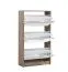 Schuhschrank mit Spiegeltüren Gradide 08, Farbe: Eiche Grau, ABS-Kanten, Griffe: Grau, drei Kipptüren, Maße: 119 x 67 x 28 cm, sechs Fächer, modernes Design