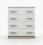 Kommode 80 cm breit| Weiß / Sonoma Eiche | Smolikas 07 | 90 x 80 x 40 cm | 4 Schubladen | braune Holzgriffe | Kinder | Jugend