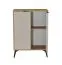 Schlichte Kommode | Eiche Cremona / Beige | Metallgriffe | 4 Fächer | 68,5 x 35 x 95 cm | 2 Einlegeböden | 2 Türen | für Wohnzimmer