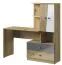 Schreibtisch mit Schrankanbau Sirte 11, Farbe: Eiche / Weiß / Grau Hochglanz - Abmessungen: 153 x 150 x 50 cm (H x B x T)