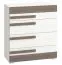 Kommode Knoxville 08, Farbe: Kiefer Weiß / Grau - Abmessungen: 96 x 86 x 42 cm (H x B x T), mit 4 Schubladen
