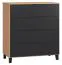 Kommode Leoncho 07, Farbe: Eiche / Schwarz - Abmessungen: 100 x 90 x 47 cm (H x B x T)