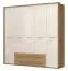 227 cm breiter Kleiderschrank mit 5 Türen, 8 Fächern und 2 Schubladen | Farbe: Beige | Tiefe: 56 cm Abbildung