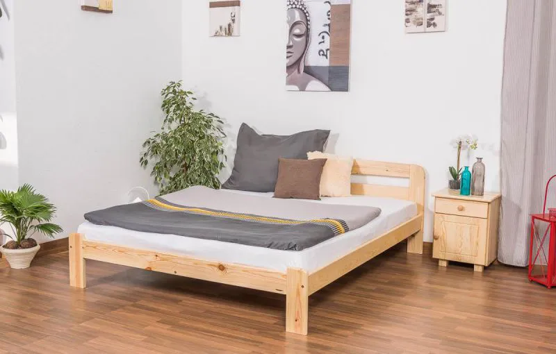 Holzbett 160 x 200 cm Kiefer massiv Natur mit Lattenrost Abbildung