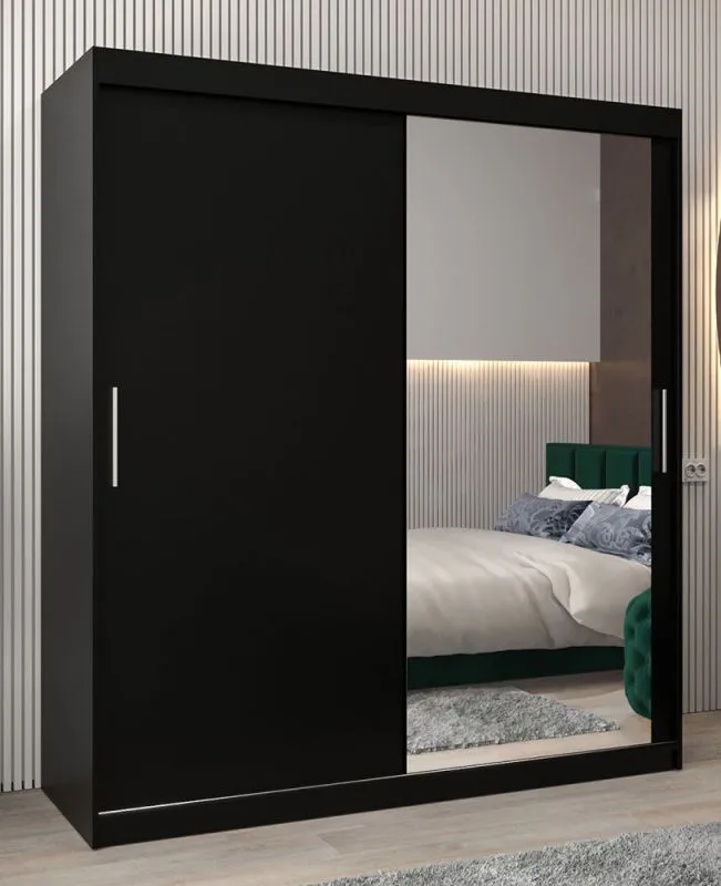 180 cm breiter Kleiderschrank mit 10 Fächern und 2 Türen | Farbe: Schwarz Abbildung