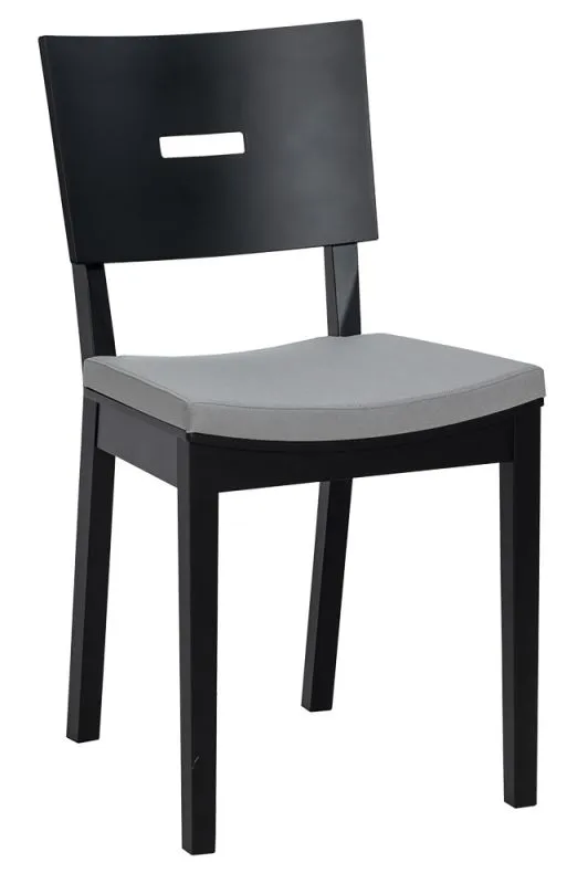 Stuhl gepolstert, Eiche massiv, Farbe: Schwarz - Abmessungen: 86 x 43 x 50 cm (H x B x T)