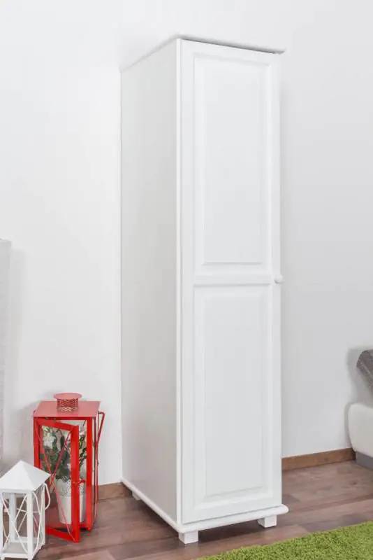 Massivholz-Kleiderschrank, Farbe: Weiß 190x47x60 cm Abbildung
